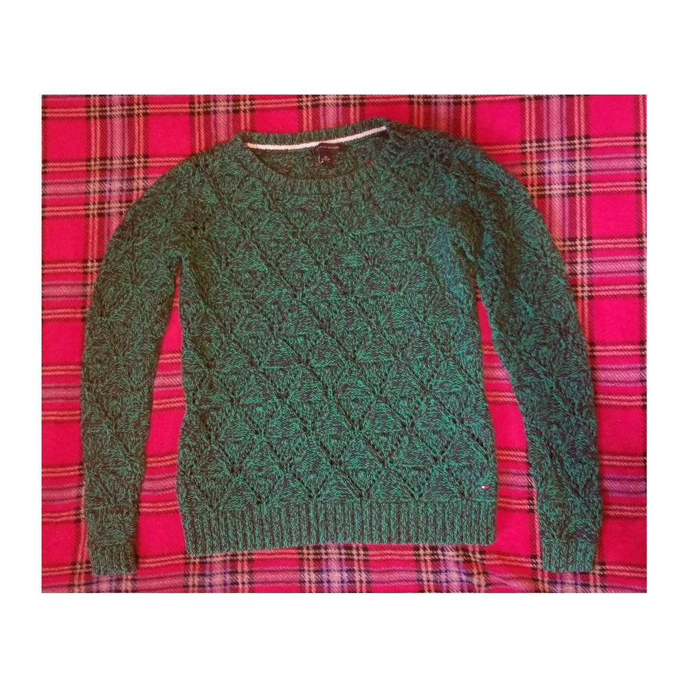 Tommy Hilfiger's Knitted Emerald Cotton Sweater